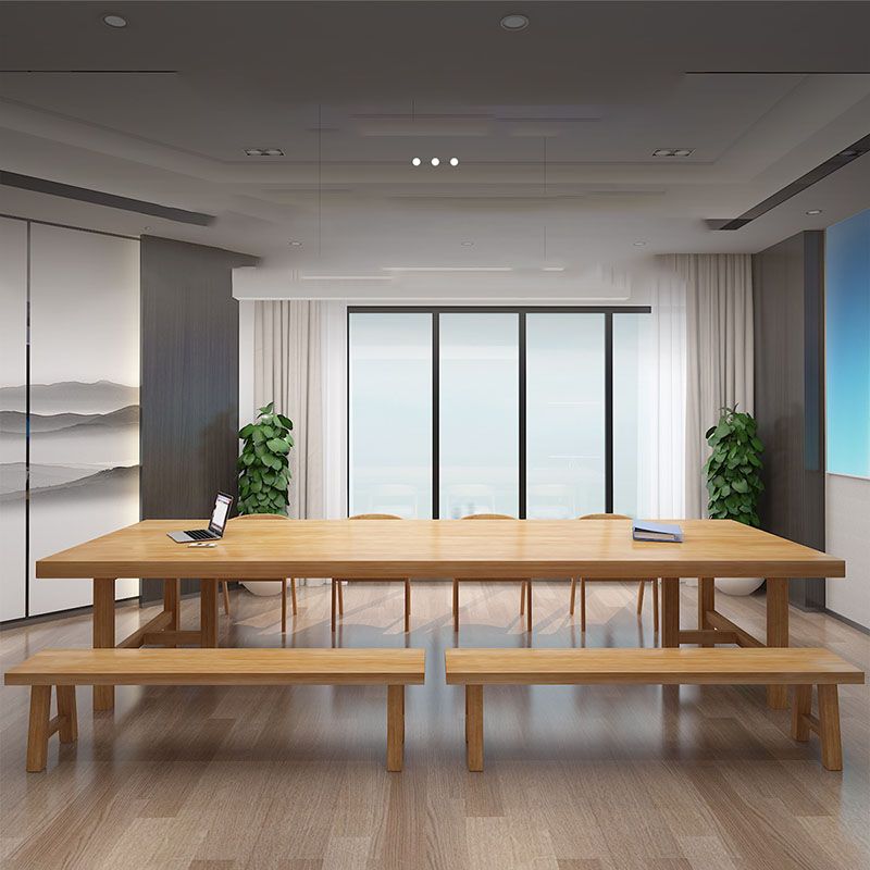 Pine Wood Top Dining Table Traditional Luxury Table with Solid Wood Sled Base Clearhalo 'Dining Tables & Seating' 'Dining Tables' 'dining_table' 'furn' 'furn_dining_table' 'Furniture' 'furniture_dining_table' 'Kitchen & Dining Furniture' 'kitchen' 'kitchen_dining_table' 1200x1200_f77f0bd3-1b26-4bef-9dfd-4c6bcd27d964