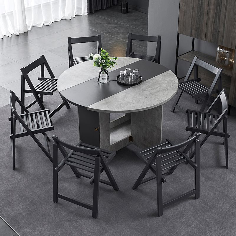 Foldable Artificial Wooden Top Table Extendable Round Table with Trestle Base Clearhalo ' dining_table' 'Dining Tables & Seating' 'Dining Tables' 'furn' 'furn_dining_table' 'Furniture' 'furniture_dining_table' 'Kitchen & Dining Furniture' 'kitchen&dining_furn' 'kitchen' 'kitchen_dining_table' 1200x1200_f77fba24-7fd9-4266-8b71-9a42f12f1f85