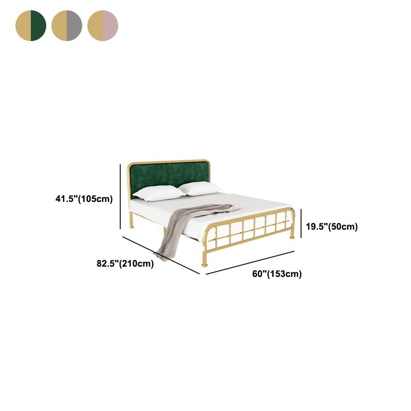 Contemporary Panel Rectangular Upholstered Headboard Metal Bed Frame