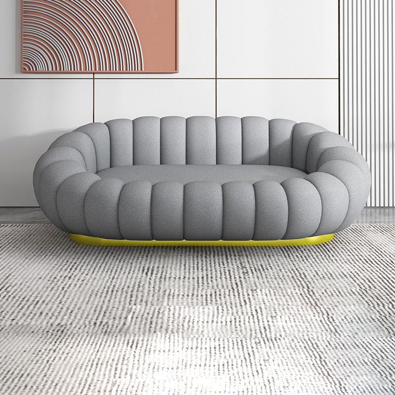 25.59"H Scandinavian Solid Color Fleece/Faux Leather Curved Sofa for Bedroom Apartment Clearhalo 'furn' 'furn_sofas' 'Furniture' 'furniture_sofas' 'kitchen' 'kitchen_sofas' 'Living Room Furniture' 'Sofa' 'sofas' 1200x1200_f7816234-be26-4336-b2fa-dc2d1ee47a04