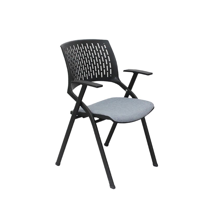 Chaise de bureau contemporaine à bras fixes en plastique, sans roues, chaise de conférence