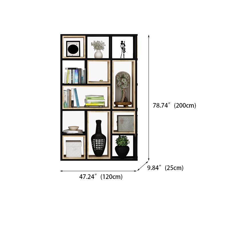 Estantería de estilo moderno marco de metal negro abiertamente estantería para la oficina en casa