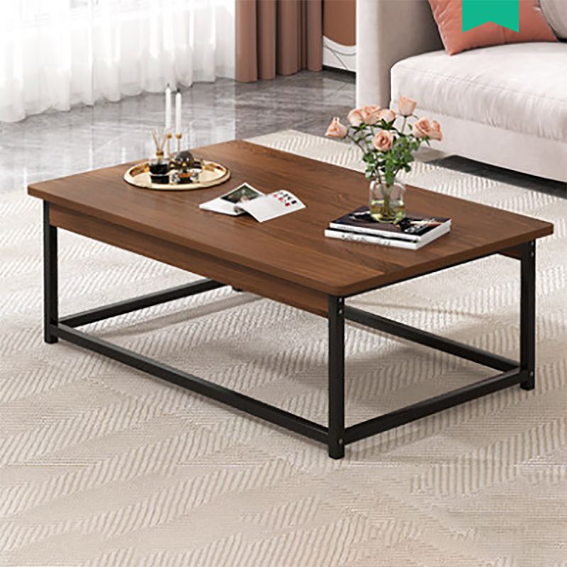 Modern Rectangular Metal Frame Coffee Table Brown Cocktail Table Clearhalo 'Coffee & Accent Tables' 'Coffee Tables' 'coffee_tables' 'furn' 'furn_coffee_tables' 'Furniture' 'furniture_coffee_tables' 'Living Room Furniture' 1200x1200_f782b2f8-dfc8-49aa-a88b-e62a86a94eee