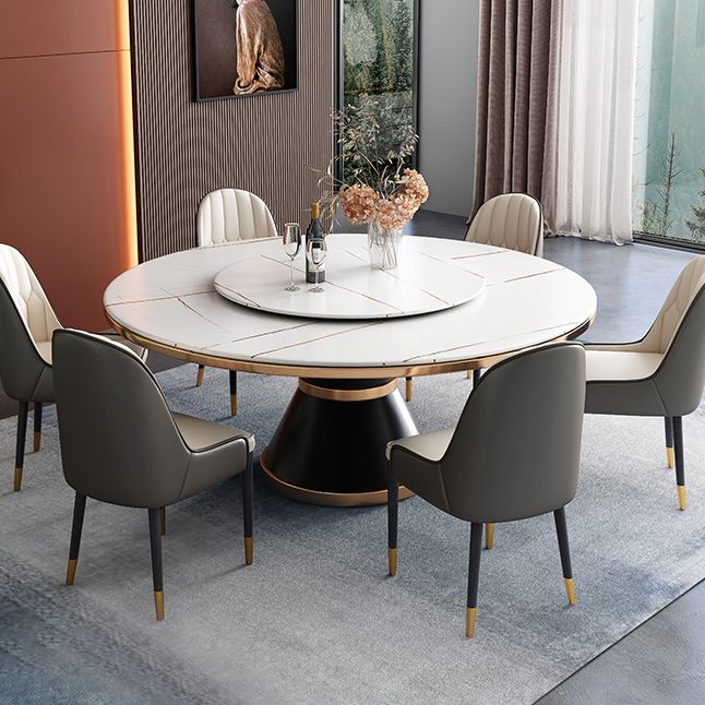 Metal Modern Round Dining Table Sintered Stone Table for Kitchen and Dining Room Clearhalo ' dining_table' 'Dining Tables & Seating' 'Dining Tables' 'furn' 'furn_dining_table' 'Furniture' 'furniture_dining_table' 'Kitchen & Dining Furniture' 'kitchen&dining_furn' 'kitchen' 'kitchen_dining_table' 1200x1200_f782e416-5b86-428f-9fe0-3cbe0a01edc5