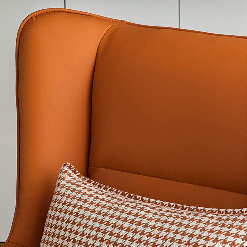 Modern Style Leather Armrest Fixed Back Upholstered Arm Chair