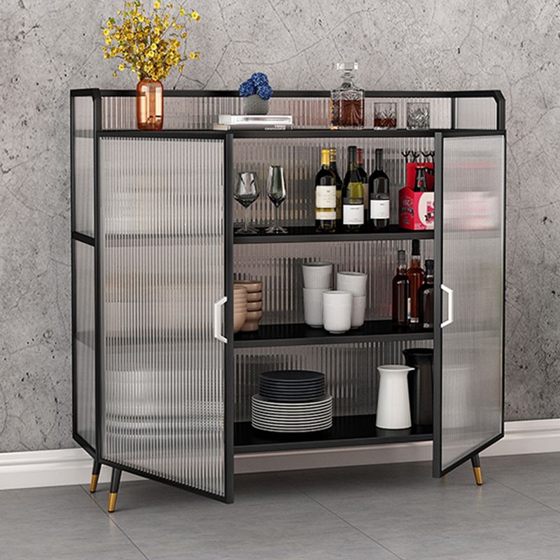 Server da pranzo contemporaneo per soggiorno Sideboard di finitura lucidata con gambe metalliche