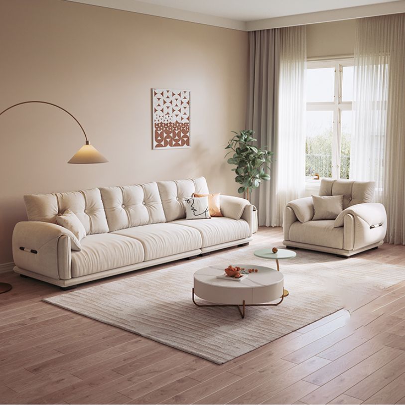 Skandinavisches Sofa weiße Kissen Kunstleder Wohnzimmer Kissen Top Arm