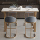 Glam 1/2/5 Pieces Bar Table Set Rectangle Stone Bar Table with Metal High Stools