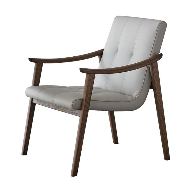 Noordse stijl massief hout faux lederen arm eetstoel in bruin voor thuis