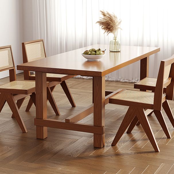 Contemporary Rectangle Shape Standard Dining Table Solid Wood Kitchen Dining Table with Trestle Base Clearhalo ' dining_table' 'Dining Tables & Seating' 'Dining Tables' 'furn' 'furn_dining_table' 'Furniture' 'furniture_dining_table' 'Kitchen & Dining Furniture' 'kitchen&dining_furn' 'kitchen' 'kitchen_dining_table' 1200x1200_f7884ab7-2c9d-426a-91fc-0a0cf3d1bd43