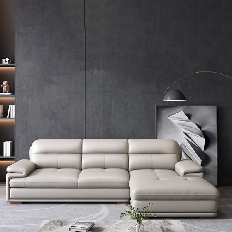 Beige Contemporary Sofa/Sectional with Genuine Leather and Leather Clearhalo 'furn' 'furn_sectionals' 'Furniture' 'furniture_sectionals' 'kitchen' 'kitchen_sectionals' 'Living Room Furniture' 'Sectionals' 1200x1200_f7899de7-22d3-4d5c-99bc-26fd8037d399