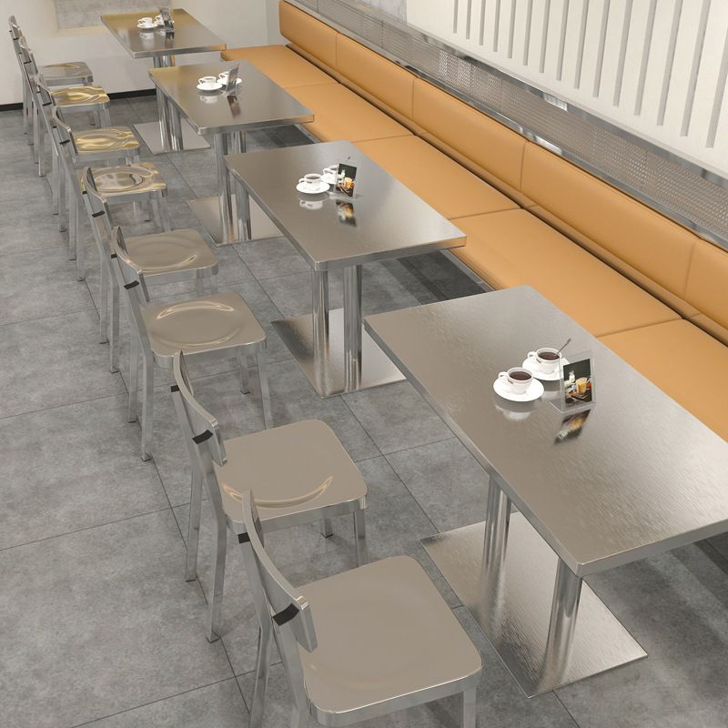 Industrial Stainless Steel Dining Table Metal Base Table for Dinning Room Clearhalo ' dining_table' 'Dining Tables & Seating' 'Dining Tables' 'furn' 'furn_dining_table' 'Furniture' 'furniture_dining_table' 'Kitchen & Dining Furniture' 'kitchen&dining_furn' 'kitchen' 'kitchen_dining_table' 1200x1200_f78a51ef-8da5-4e3e-8423-49d4ea311085