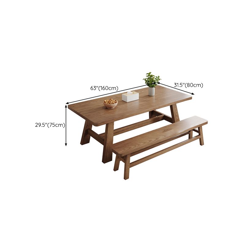 Simplicity Style Dinette Table Solid Wood Rectangle Dinner Table in Brown