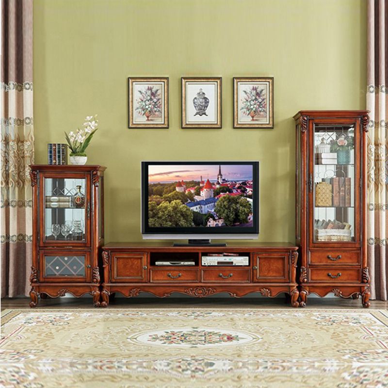 Solid Wood TV Console Traditional Enclosed TV Cabinet with Glide Drawers Clearhalo 'furn' 'furn_tv_stands_entertainment_centers' 'Furniture' 'Living Room Furniture' 'TV Stands & Entertainment Centers' 'TV Stands & Media Storage Furniture' 'tv_stands_entertainment_centers' 1200x1200_f78da25a-fe44-4fae-9484-ad1541761646