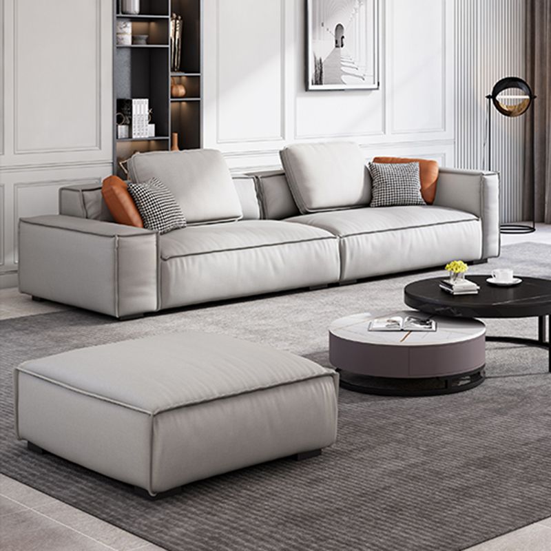 ノルディックフェイクレザーソファスクエアアームソファボルスター枕と