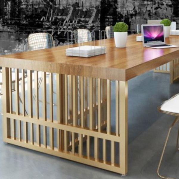 Scrivania rettangolare da scrivania glam in legno massiccio da sede da ufficio in legno