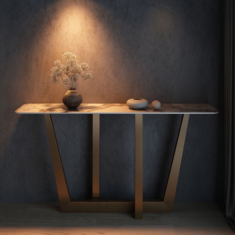 Glam Rectangle Console Accent Table Metal Console Sofa Table for Hall