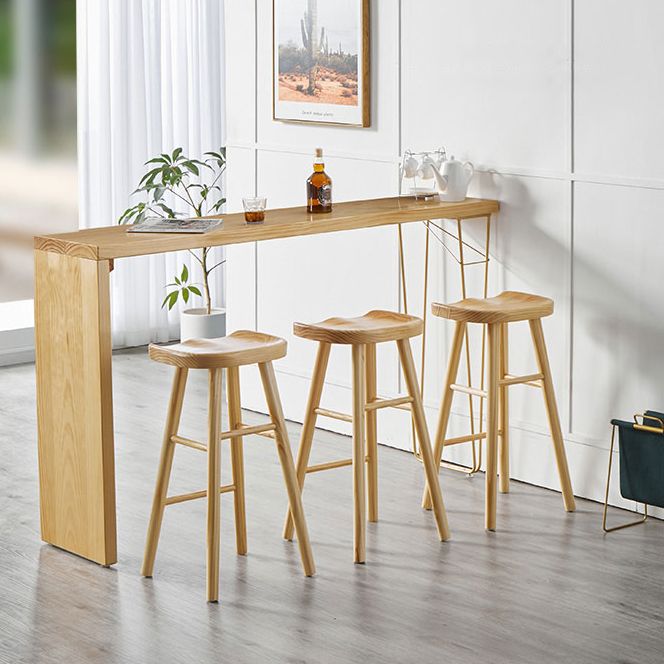 Natural Wood Counter Table with Rectangle Table Top Double Pedestal Table - 41.3" H Clearhalo 'Bar Furniture' 'Bar Tables' 'bar_tables' 'furn' 'furn_bar_tables' 'Furniture' 'furniture_bar_tables' 'Kitchen & Dining Furniture' 1200x1200_f79312cf-e840-4519-8b3d-eb97d2fcb52e