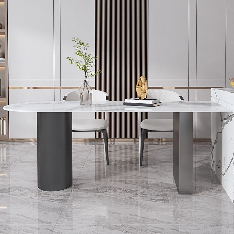 Set da tavolo in metallo in pietra sinterizzata in stile moderno Set da pranzo 1/3/4/5 pezzi