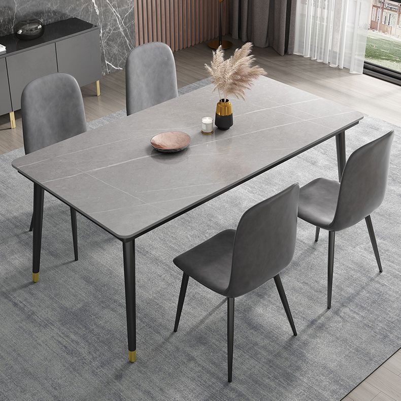 Industrial Sintered Stone Scratch Resistant Dining Table Metallic Base Rectangle Table for Home Clearhalo ' dining_table' 'Dining Tables & Seating' 'Dining Tables' 'furn' 'furn_dining_table' 'Furniture' 'furniture_dining_table' 'Kitchen & Dining Furniture' 'kitchen&dining_furn' 'kitchen' 'kitchen_dining_table' 1200x1200_f794a27f-17f3-4243-bf19-17a3fec739f5