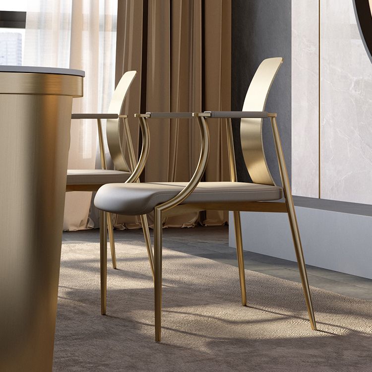 Glam Armrest Backrest Cushion Chair with Metal Legs for Living Room