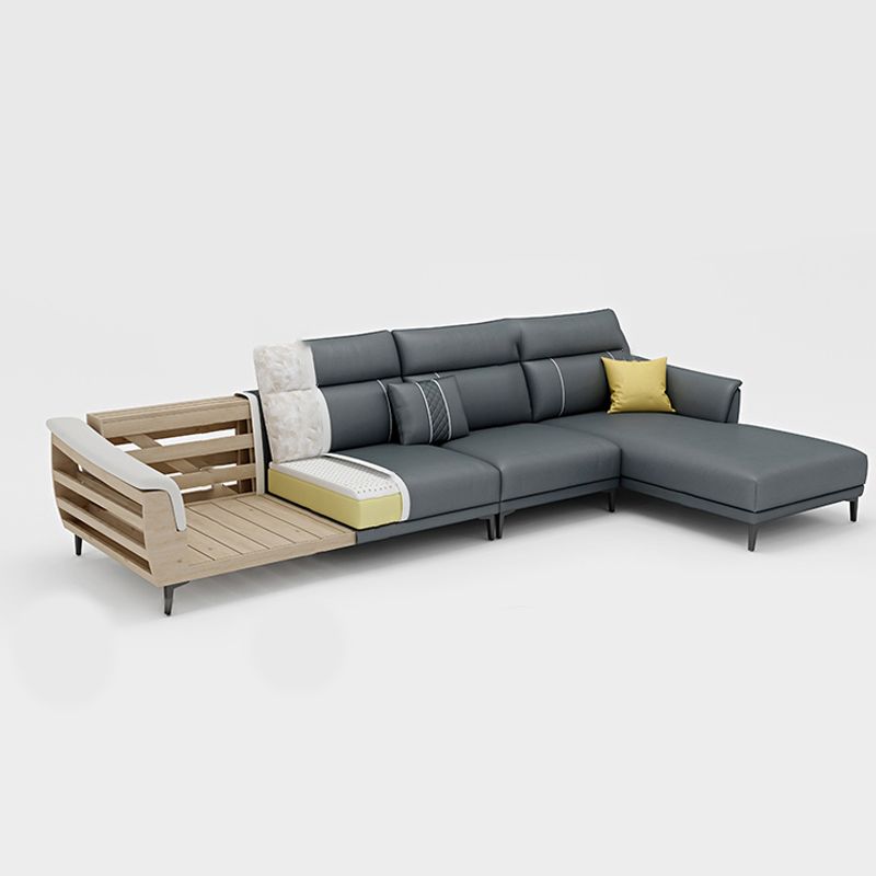 Contemporary Modular Sectional with Pillowed Back Cushions for Four People Clearhalo 'furn' 'furn_sectionals' 'Furniture' 'furniture_sectionals' 'kitchen' 'kitchen_sectionals' 'Living Room Furniture' 'Sectionals' 1200x1200_f79715c9-6f31-4f17-8378-ba5a6c57ba10