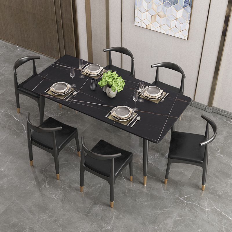 Nordic 1/4/5/7 Pieces Dining Set Sintered Stone Top Table with Leather Chairs Clearhalo 'Dining Room Sets' 'Dining Tables & Seating' 'dining_room_set' 'furn' 'furn_dining_room_set' 'Furniture' 'furniture_dining_room_set' 'Kitchen & Dining Furniture' 'kitchen&dining_furn' 'kitchen' 1200x1200_f7980dcd-5c4b-4ab1-b517-1c0277fb2078