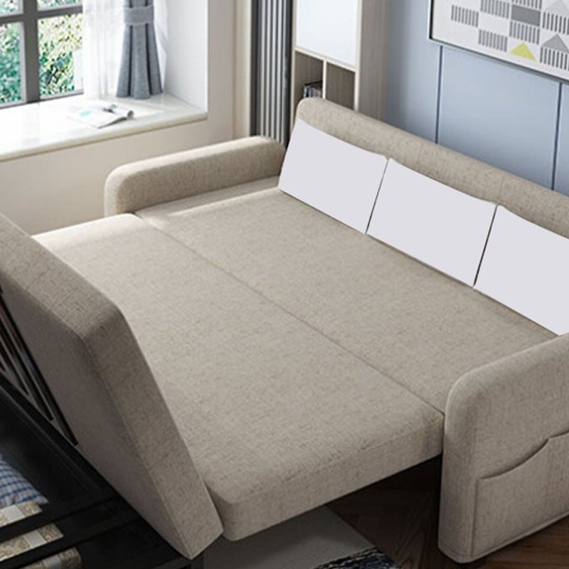 Square Arm Modern Sofa with Pillows Convertible Sofa Bed with Storage