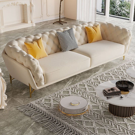 ベルベットタキシードアームソファ房付きスプリットバックを備えたコンテンポラリーソファ