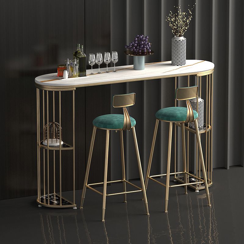 Set da pub fisso stile glam Set da tavolo da bancone ovale in pietra da 1/3 pezzi