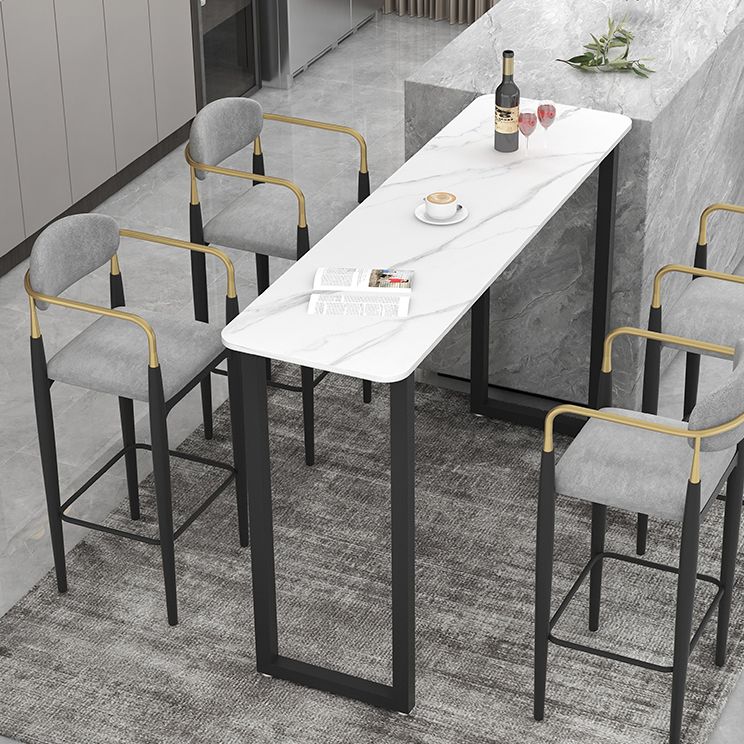 Modern Style Bar Table 42-inch Height Stone Top and Metal Pedestal Bistro Table Clearhalo 'Bar Furniture' 'Bar Tables' 'bar_tables' 'furn' 'furn_bar_tables' 'Furniture' 'furniture_bar_tables' 'Kitchen & Dining Furniture' 1200x1200_f7a12bf2-c651-4ec0-a1fd-cabbf6a454f4