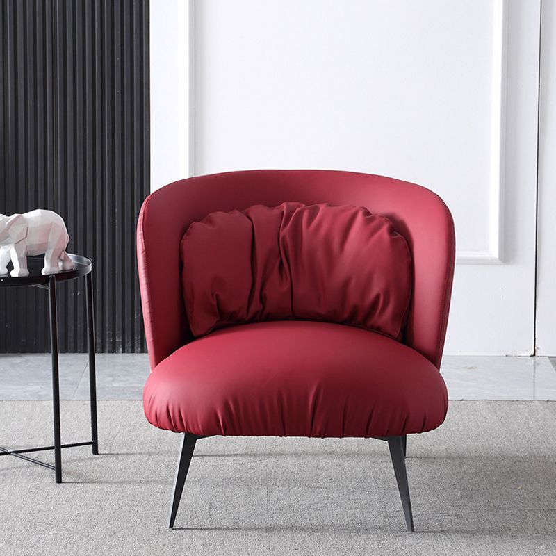 Modern Style Armless Black Metal Leather Lounge Chair with Pillow Back