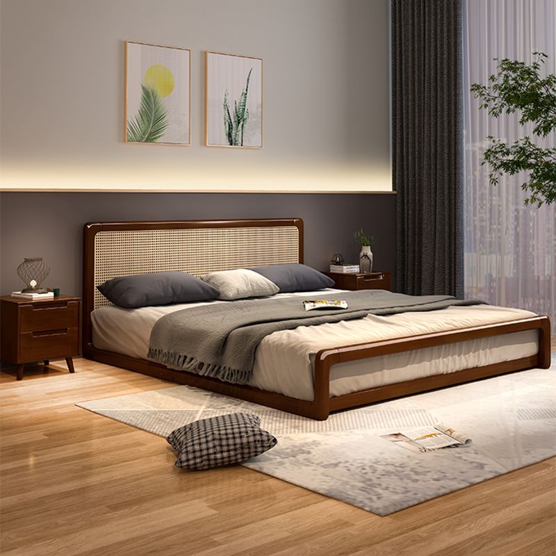 84.65 inch Wide Tropical Bed Frame Rubberwood Bed with Headboard Clearhalo 'Bedroom Furniture' 'Beds' 'furn' 'furn_beds' 'Furniture' 1200x1200_f7a6eb44-9e83-4129-a298-5bc456ee4efe