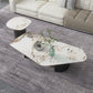 Irregular Slate Top Coffee Table with 2 Legs Modern 2-Piece Cocktail Table Set