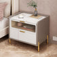Glam Marble Accent Table Table Tableau 2 Tiroirs Armoire de chevet