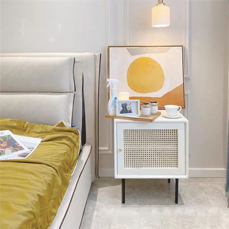 Contemporary Lower Shelf Nightstand Rattan Bedside Cabinet for Bedroom Clearhalo 'Bedroom Furniture' 'furn' 'furn_night_stand' 'Furniture' 'night_stand' 'Nightstands' 1200x1200_f7a8e4a8-d29e-4878-a6d1-df513db81999