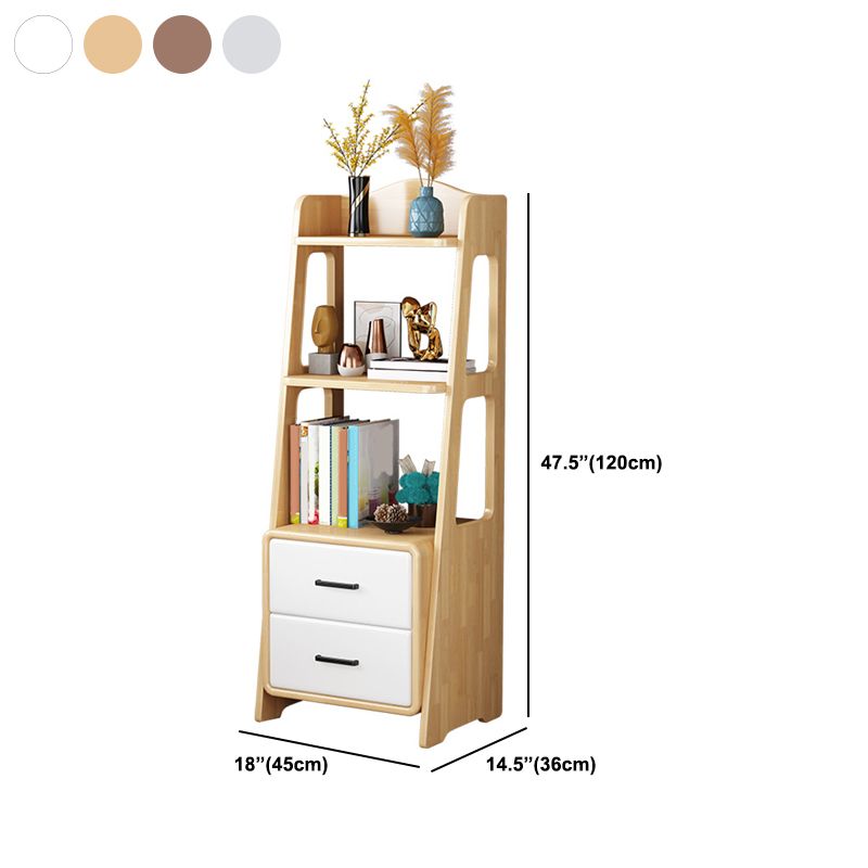 はしご本棚引き出しストレージ付きモダンな木製本棚47 "H x 14" w