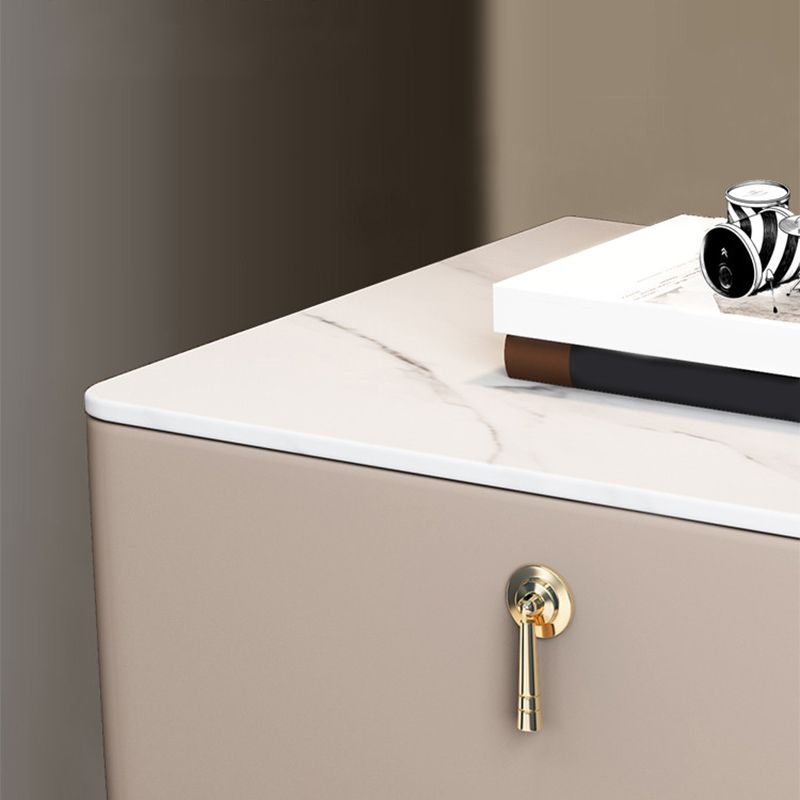 Massivholzrahmen 2 Schubladen Leder Gold Tischbeine Multi -Farbauswahl Nachttisch