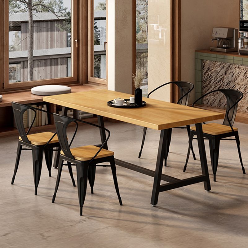 産業長方形のダイニングテーブルセット1/2/3/5メタルベースのキッチン家具セット付き