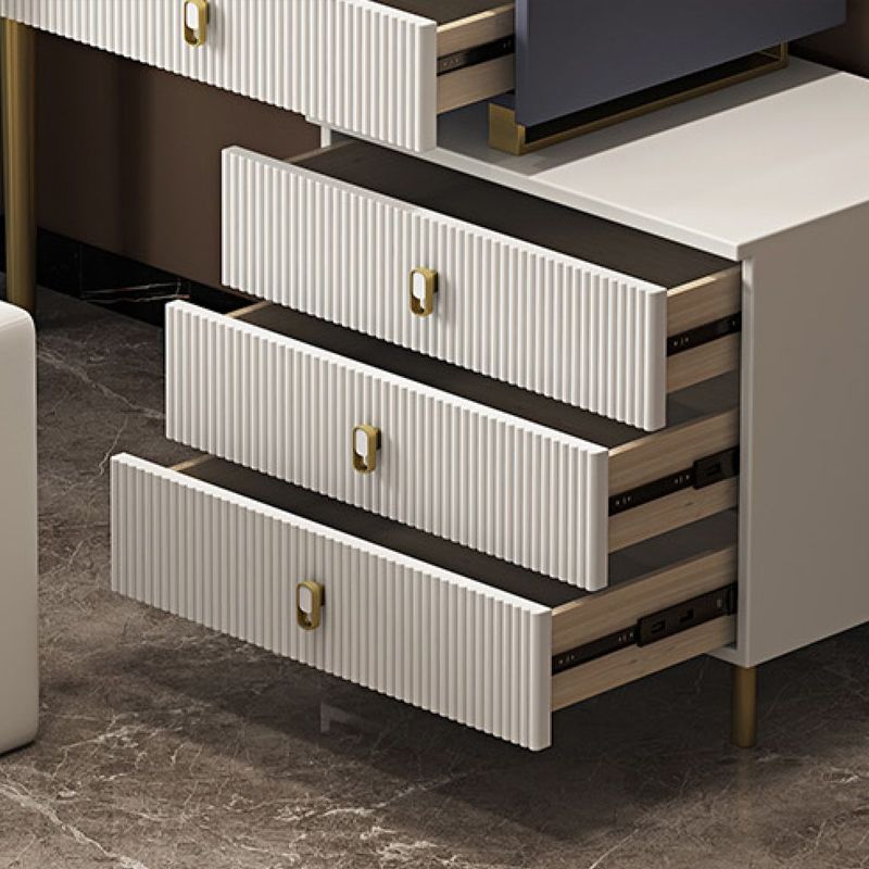 5 cassetti Vanity da tavolo da trucco in pietra per donne, 17,12 "d x 30.31" H, bianco/blu