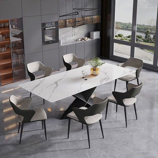 Modern Rectangle Sintered Stone Table Set 1/4/5 Pieces Dining Set Clearhalo 'Dining Room Sets' 'Dining Tables & Seating' 'dining_room_set' 'furn' 'furn_dining_room_set' 'Furniture' 'Kitchen & Dining Furniture' 1200x1200_f7b51b60-ec7b-4119-b138-c5b0a2907974