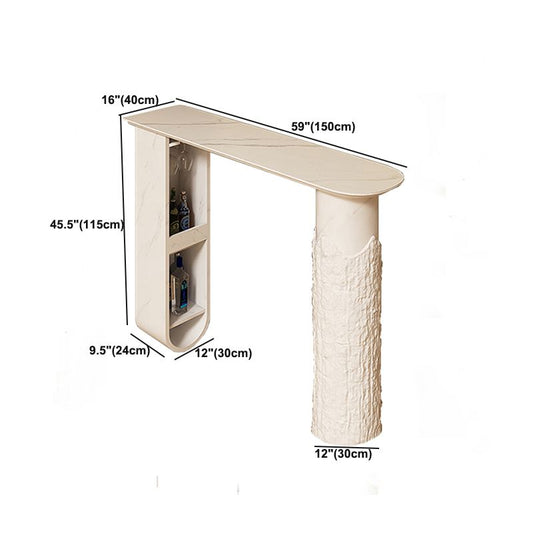 Tavolo da bar in pietra sinterizzato moderno bianco tavolo da bistrot specialistica con scaffali