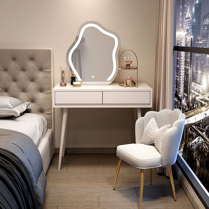 Tavolo da letto moderno a specchio illuminato tavolo da letto con set di feci