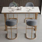 Rectangle White Bistro Table Modern Pub Table with Gold Metal Base