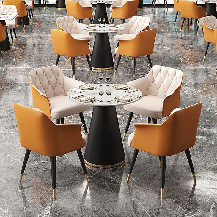 Glam Metal Arm Dining Chair Faux Leather Side Chairs for Home Use Clearhalo ' kitchen&dining_furn' 'Dining Chairs' 'Dining Tables & Seating' 'dining_chair' 'furn' 'furn_dining_chair' 'Furniture' 'furniture_dining_chair' 'Kitchen & Dining Furniture' 'kitchen' 1200x1200_f7bb0854-8d56-4e34-a5df-84a6c180822a