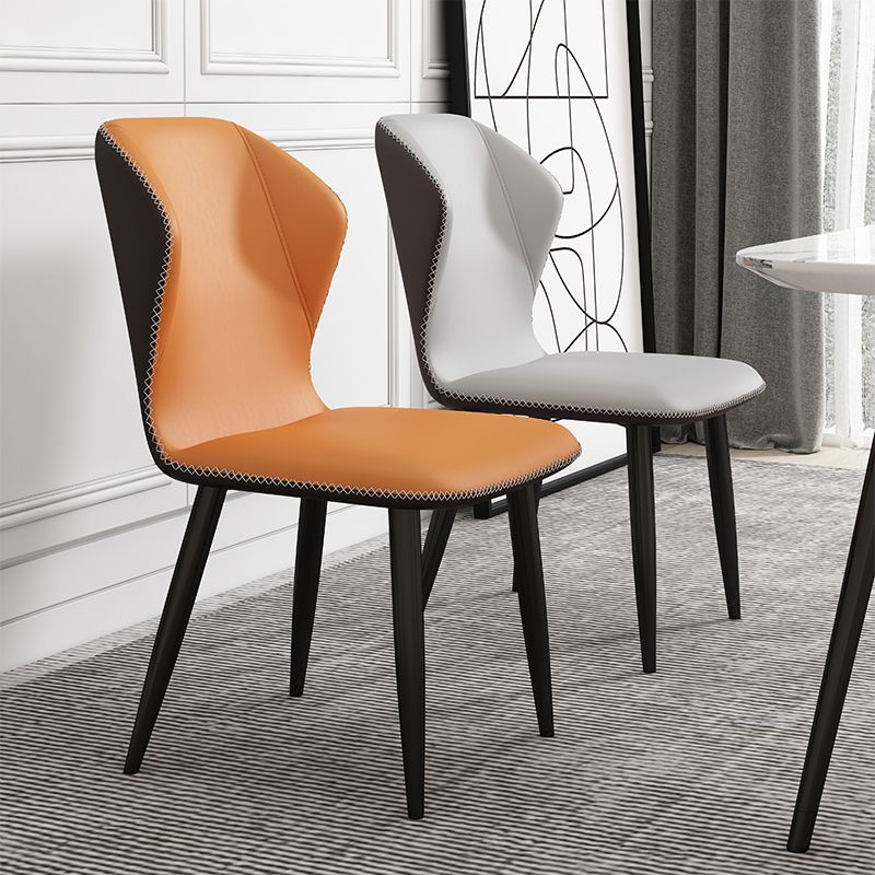 Scandinavian Home Side Chair Wingback Metal Upholstered Dining Room Chair Clearhalo ' kitchen&dining_furn' 'Dining Chairs' 'Dining Tables & Seating' 'dining_chair' 'furn' 'furn_dining_chair' 'Furniture' 'furniture_dining_chair' 'Kitchen & Dining Furniture' 'kitchen' 1200x1200_f7befc26-c31d-4145-a3e0-9bfeee9ef85e