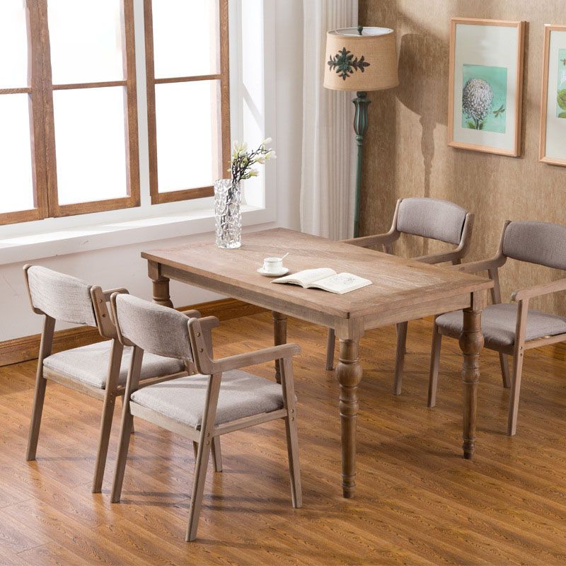 Farmhouse Rubberwood Upholstered Arm Chair Open Matte Finish Dining Chair Clearhalo ' kitchen&dining_furn' 'Dining Chairs' 'Dining Tables & Seating' 'dining_chair' 'furn' 'furn_dining_chair' 'Furniture' 'furniture_dining_chair' 'Kitchen & Dining Furniture' 'kitchen' 1200x1200_f7c1d444-84fe-4f8c-b0a8-f46ba7abeec0