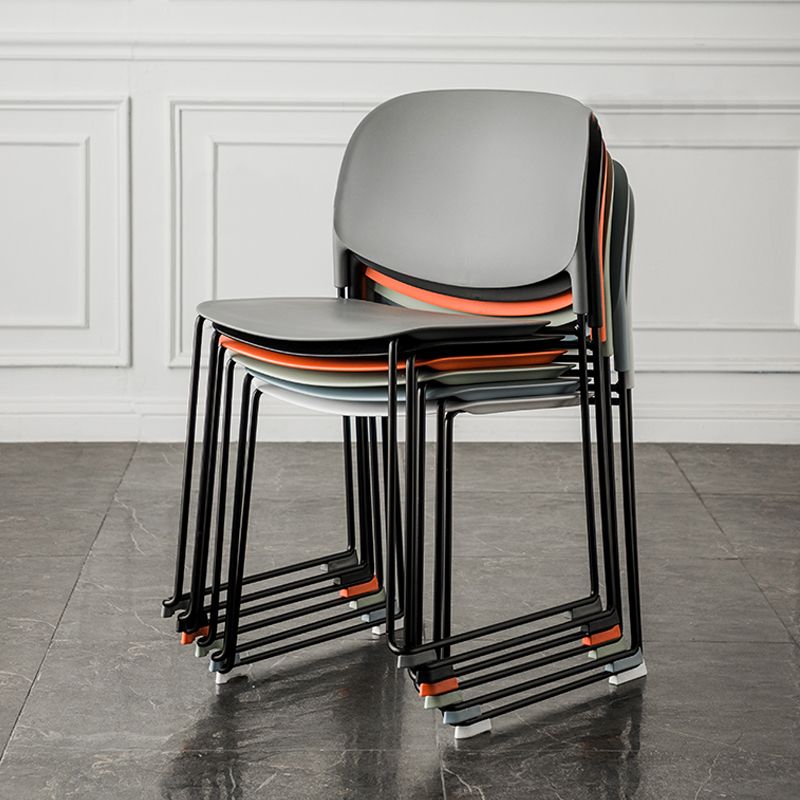 Contemporary Style Armless Chair Plastic Dining Chair with Metal Base