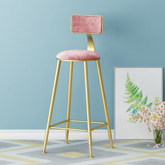 Nordic Style Backrest Counter Stool Iron Cafe Bar Stool with Velvet Cushion and Pedal Clearhalo 'Bar Furniture' 'Bar Stools' 'bar_stools' 'furn' 'furn_bar_stools' 'Furniture' 'furniture_bar_stools' 'Kitchen & Dining Furniture' 1200x1200_f7c54c80-e0ca-4dcd-a312-bfdd0aa2a811