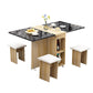 Foldable Artificial Wooden Top Table Extendable Rectangle Table with Storage Trestle Base Clearhalo ' dining_table' 'Dining Tables & Seating' 'Dining Tables' 'furn' 'furn_dining_table' 'Furniture' 'furniture_dining_table' 'Kitchen & Dining Furniture' 'kitchen&dining_furn' 'kitchen' 'kitchen_dining_table' 1200x1200_f7c6c8ba-5dae-47d3-93cf-b2a2aca1b2eb